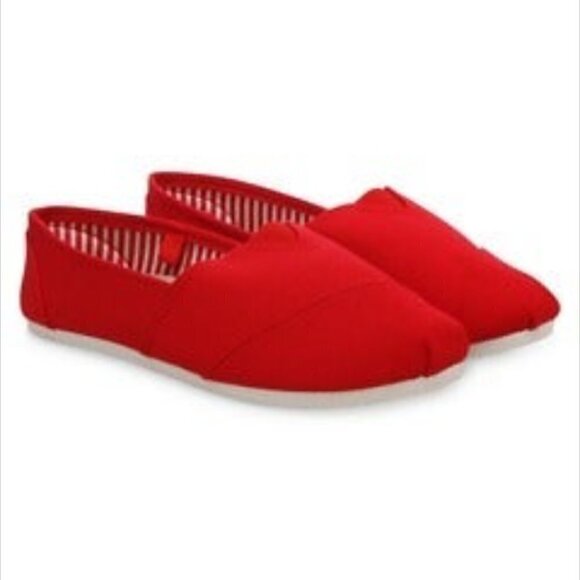 Charles Albert Red Josie Flat Canvas Slip-On Shoes Women's Size 8 - Picture 1 of 6